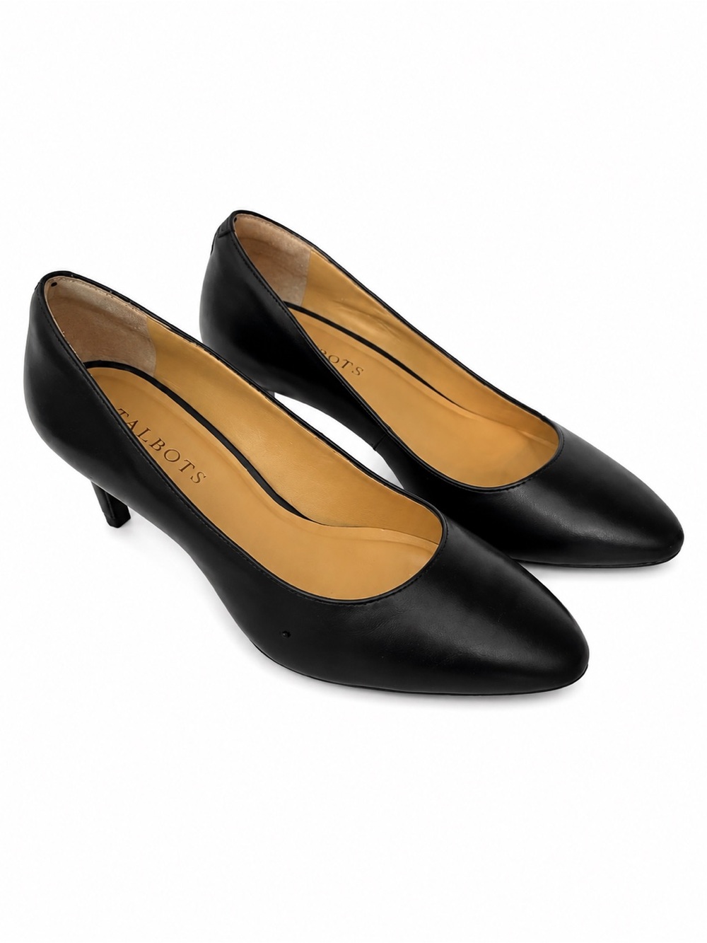 Talbots Black Leather Block Heel Pumps Women’s Size 7M Memory Foam Career Shoes
